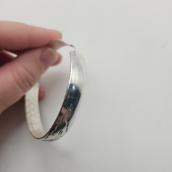 Marked 999 Fine Silver Floral Engraved Adjustable Open Cuff Bangle Bracelet - Picture 5 of 10